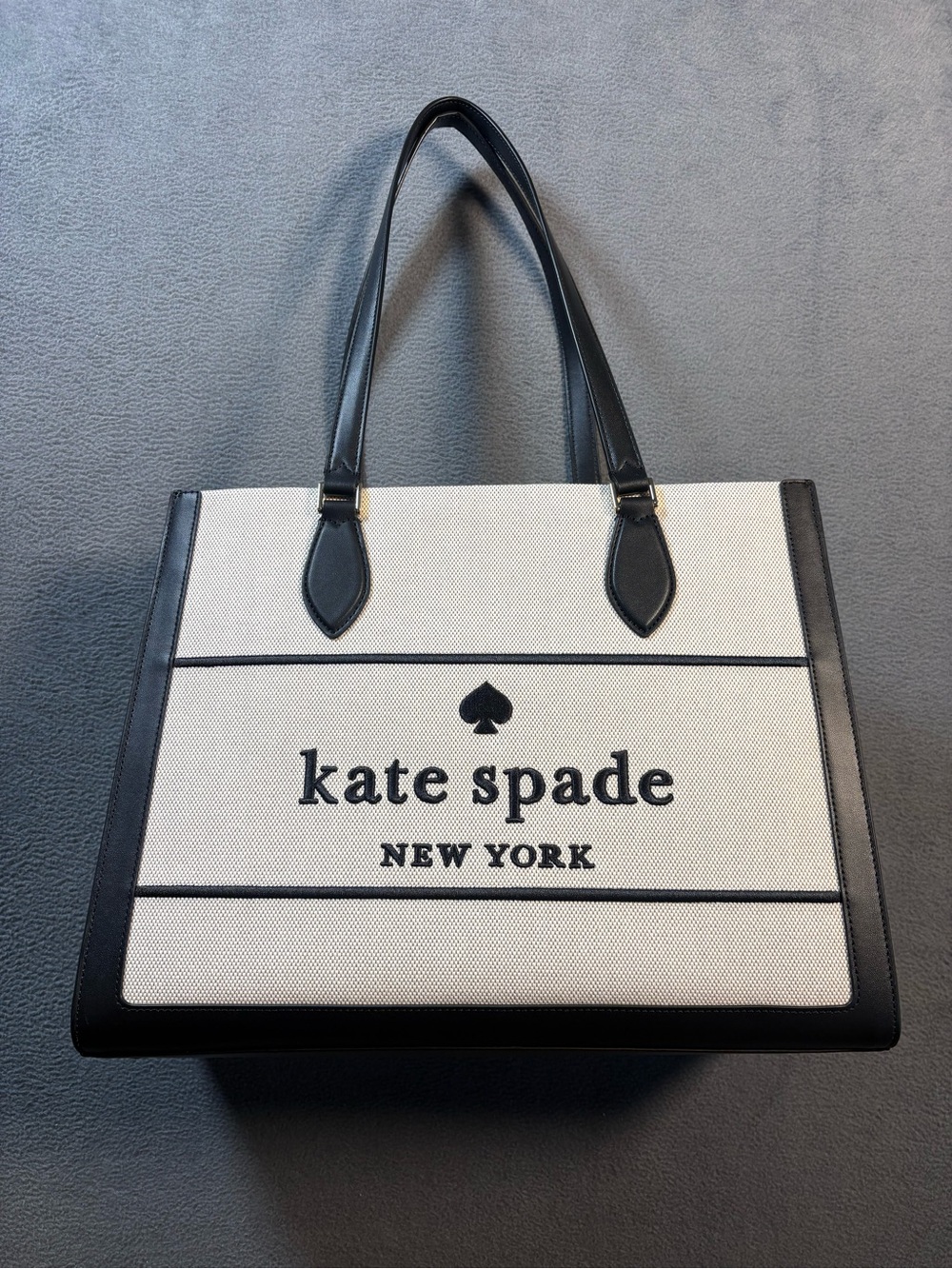 kate spade Black and Cream Logo Canvas Tote